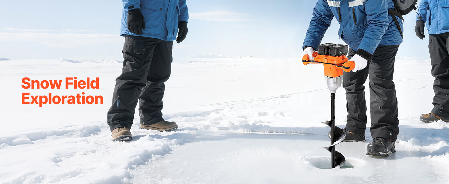 Elektrische Eisbohrmaschine 8" Akku-Bohrmaschine mit zwei Bohrern für Eis und Erde
