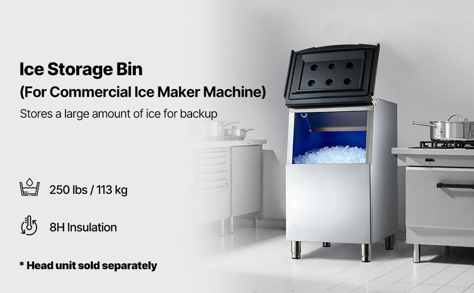Machine à glaçons commerciale 250LB avec bac de stockage et filtre à eau