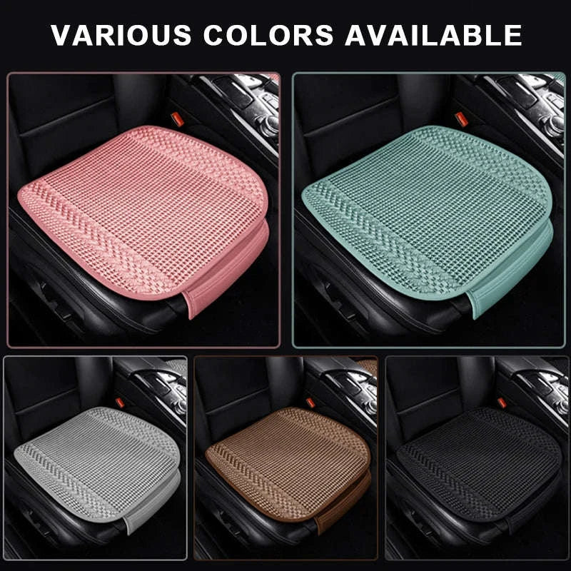 Ice Silk Car Seat Cover Breathable Cooling Seat Cushion Anti-Slip Universal-Beige 1pc