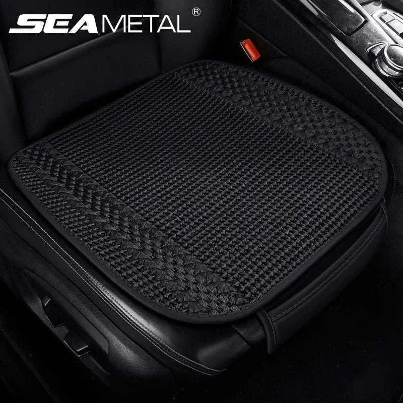Ice Silk Car Seat Cover Breathable Cooling Seat Cushion Anti-Slip Universal-Beige 1pc