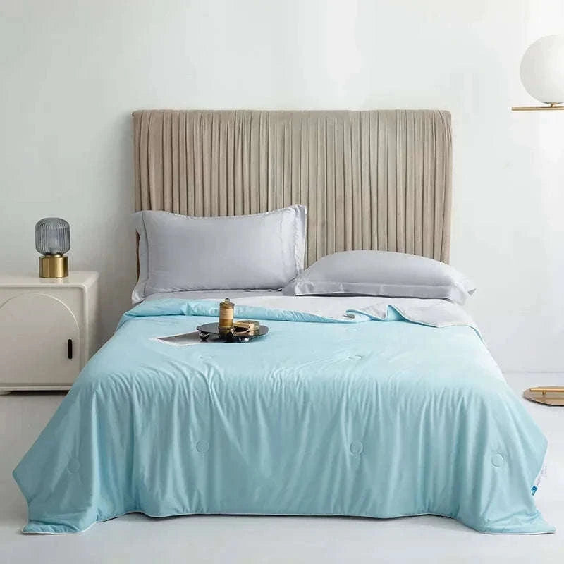Ice Silk Cooling Blanket for Summer Sleep Comfort-Aqua Green / 200x230cm
