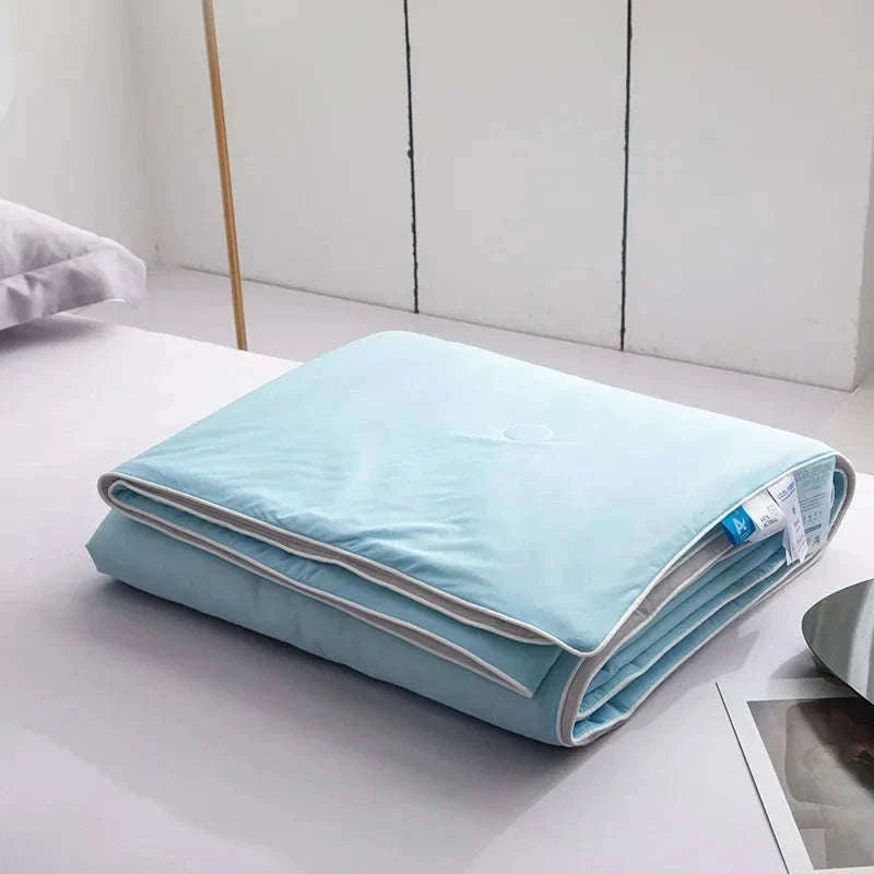 Ice Silk Cooling Blanket for Summer Sleep Comfort-Aqua Green / 200x230cm