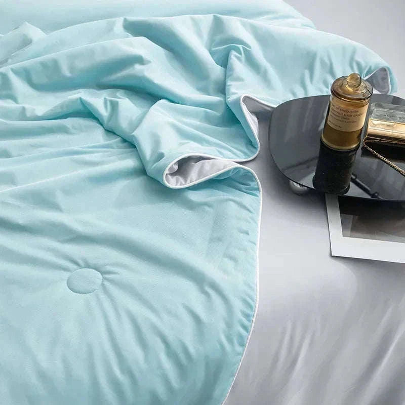Ice Silk Cooling Blanket for Summer Sleep Comfort-Aqua Green / 200x230cm