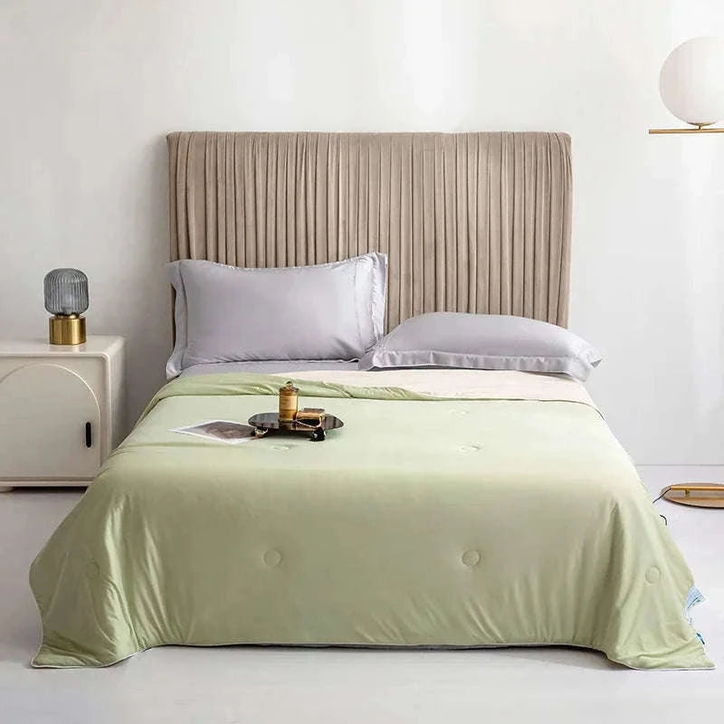 Ice Silk Cooling Blanket for Summer Sleep Comfort-Aqua Green / 200x230cm
