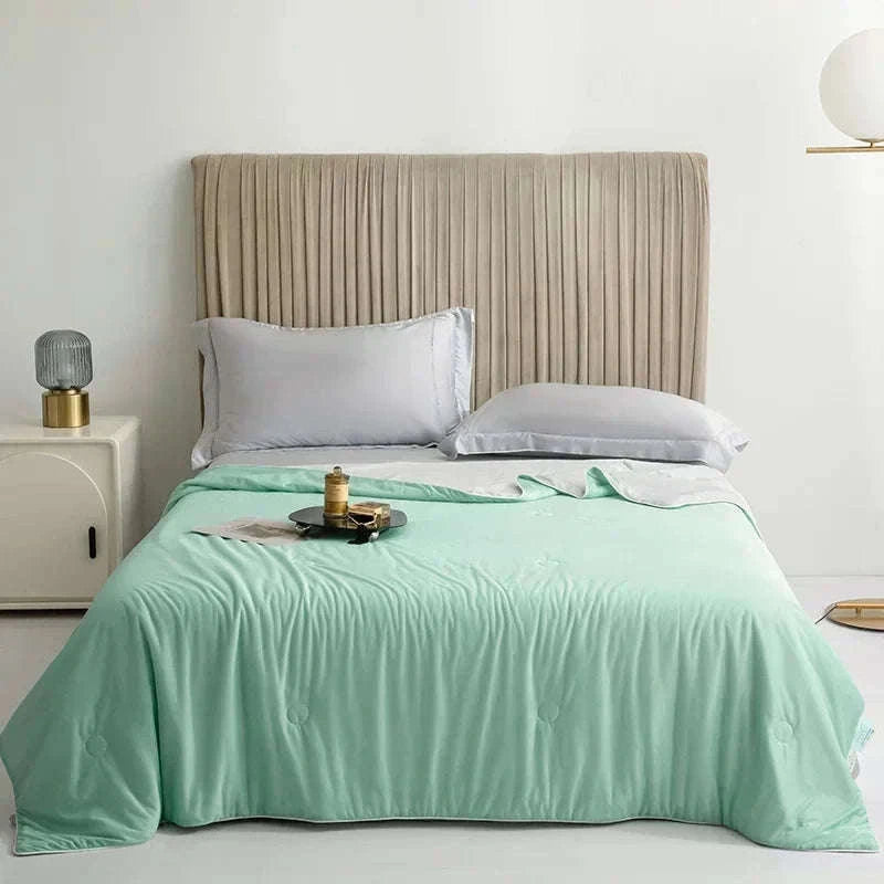 Ice Silk Cooling Blanket for Summer Sleep Comfort-Aqua Green / 200x230cm