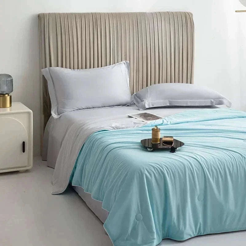 Ice Silk Cooling Blanket for Summer Sleep Comfort-Aqua Green / 200x230cm