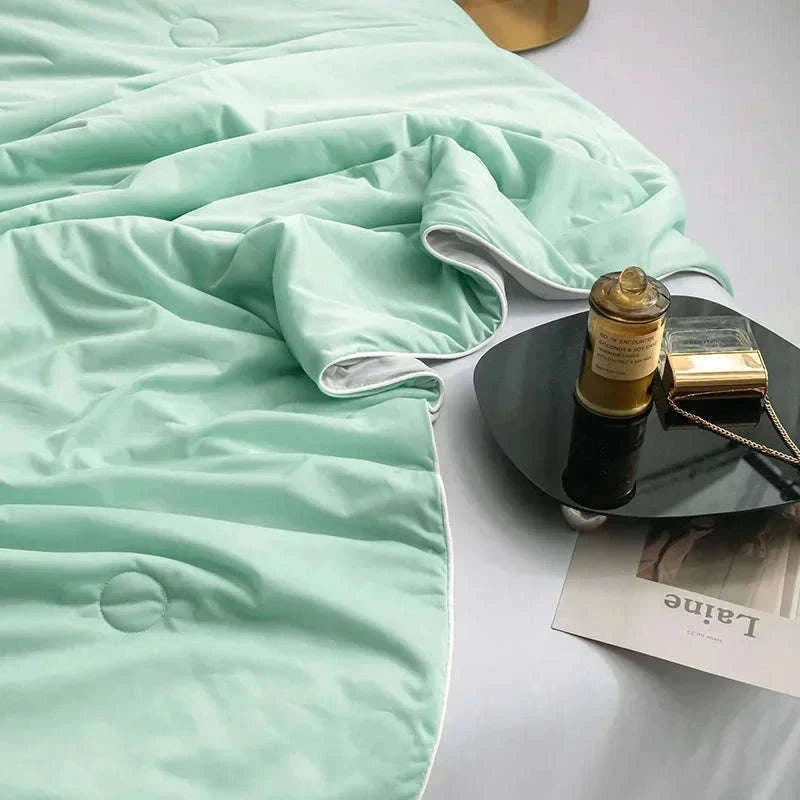 Ice Silk Cooling Blanket for Summer Sleep Comfort-Aqua Green / 200x230cm