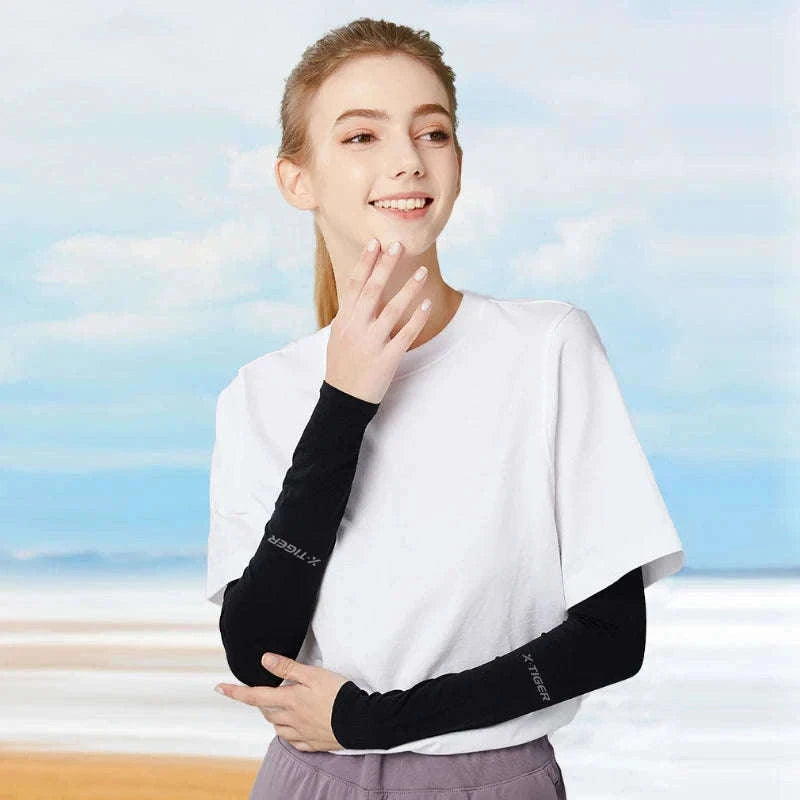 Ice Silk Cycling Arm Sleeves for Cool, Secure Fit-As picture