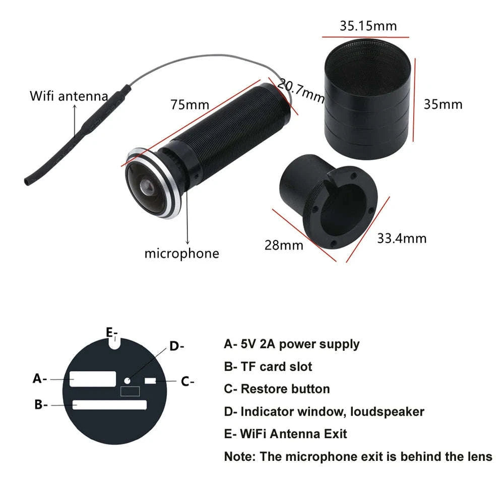 ICSEE Tuya WiFi Smart Door Peephole Camera 1080P-C-icsee app / AU Plug