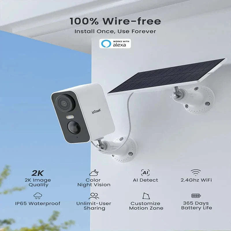 ieGeek 2K Solar Wireless Outdoor Security Camera with Color Night Vision-Italy