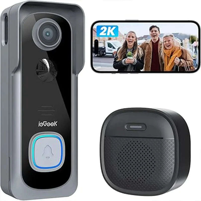 ieGeek 2K Wireless Video Doorbell Camera with Chime-black / United States