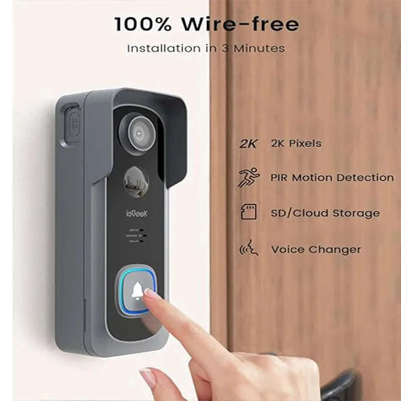 ieGeek 2K Wireless Video Doorbell Camera with Chime-black / United States