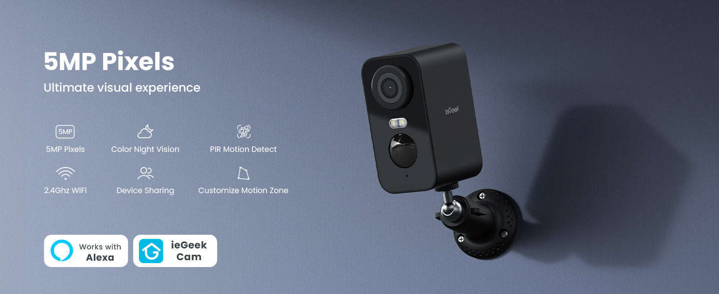 ieGeek 5MP Wireless Outdoor Security Camera with Night Vision-Germany / 1/2.7"