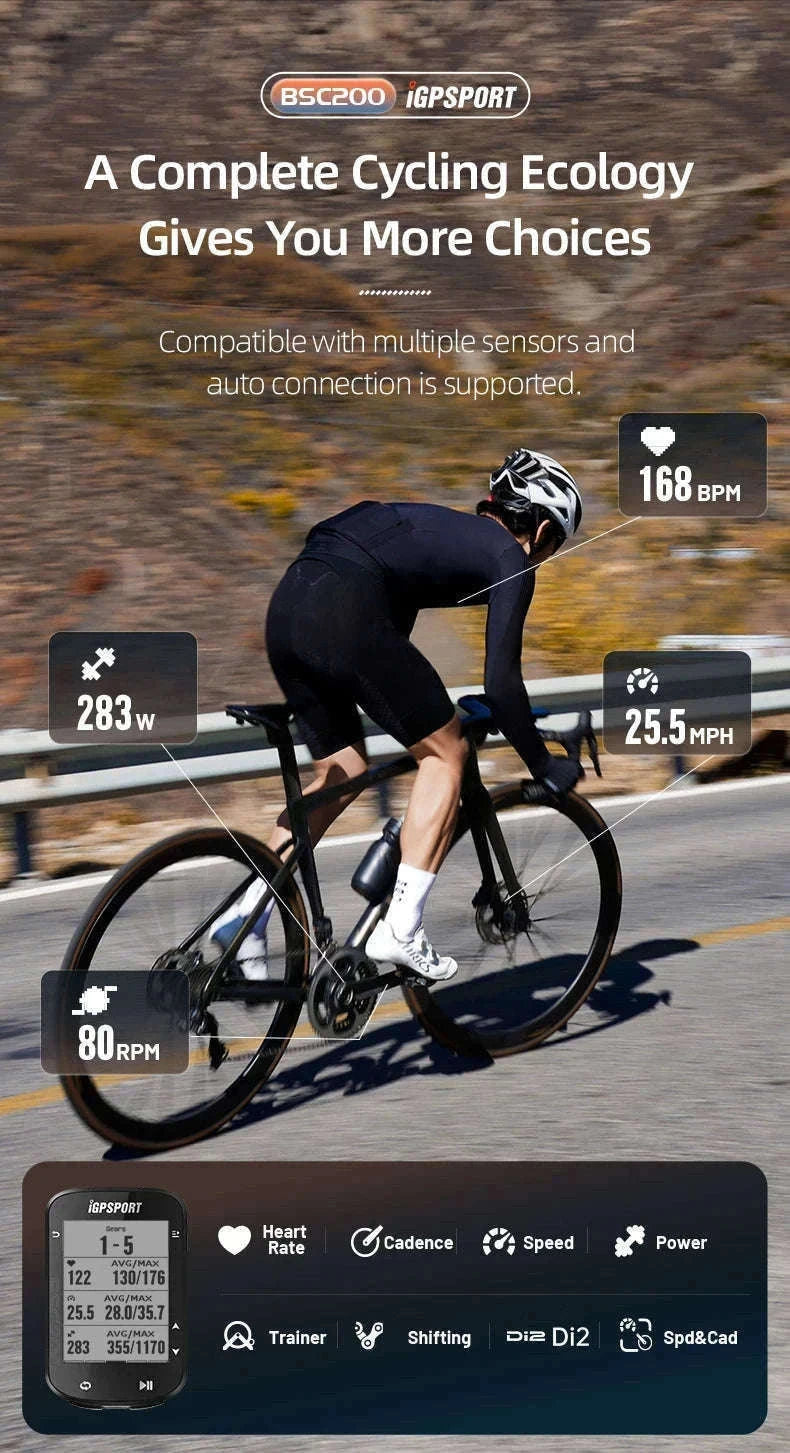 IGPSPORT BSC200 GPS Bicycle Computer for Ride Tracking-BSC200
