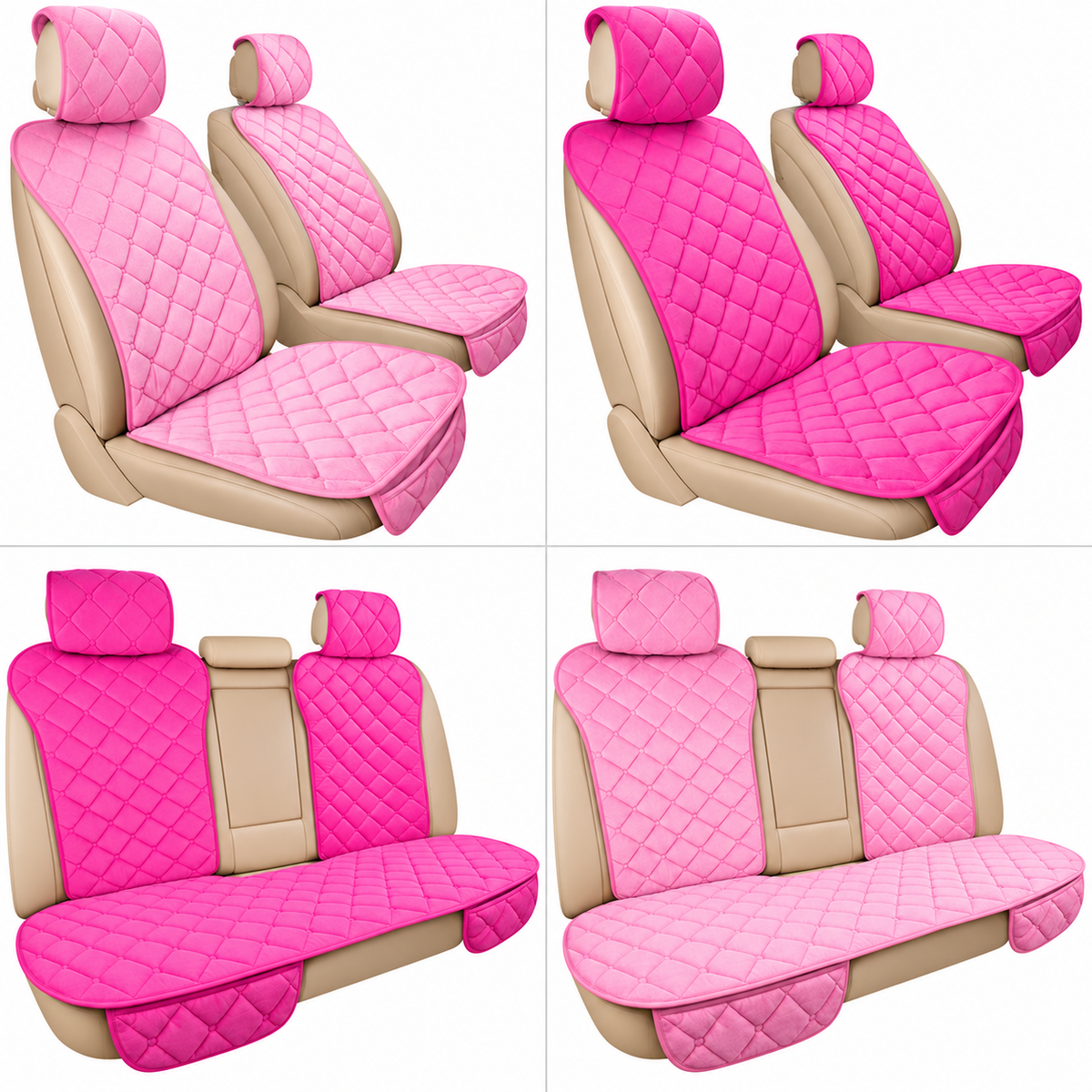 Plush Car Seat Covers – Pink and Light Pink Options