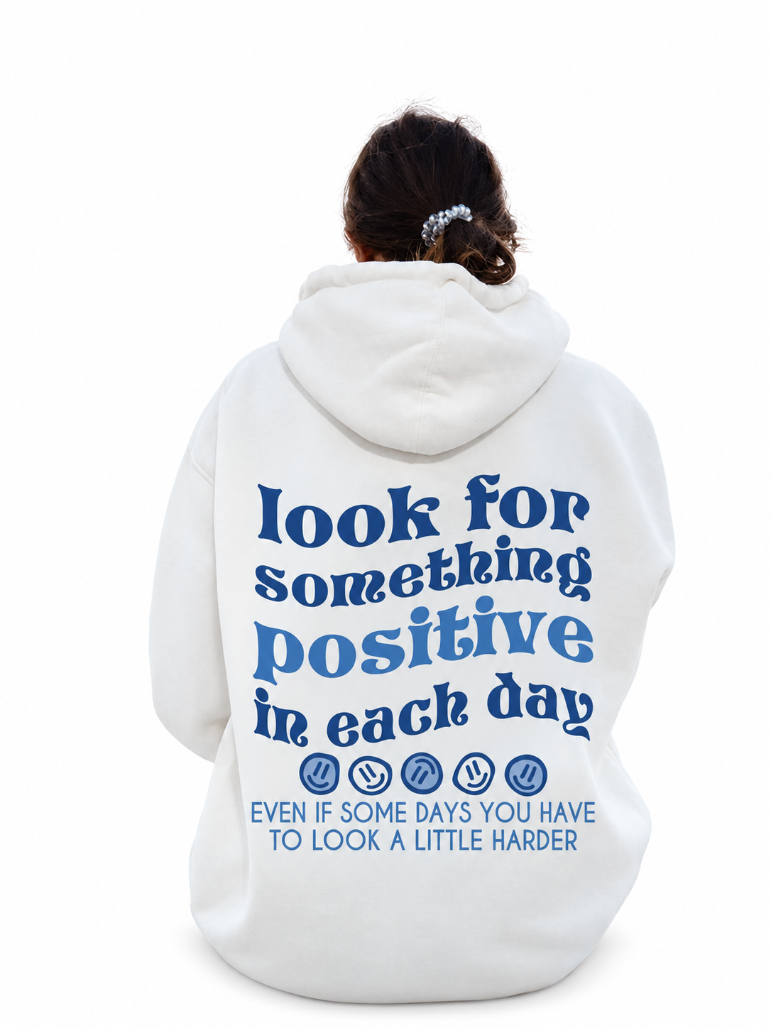 Positive Message Print Pullover Hoodie