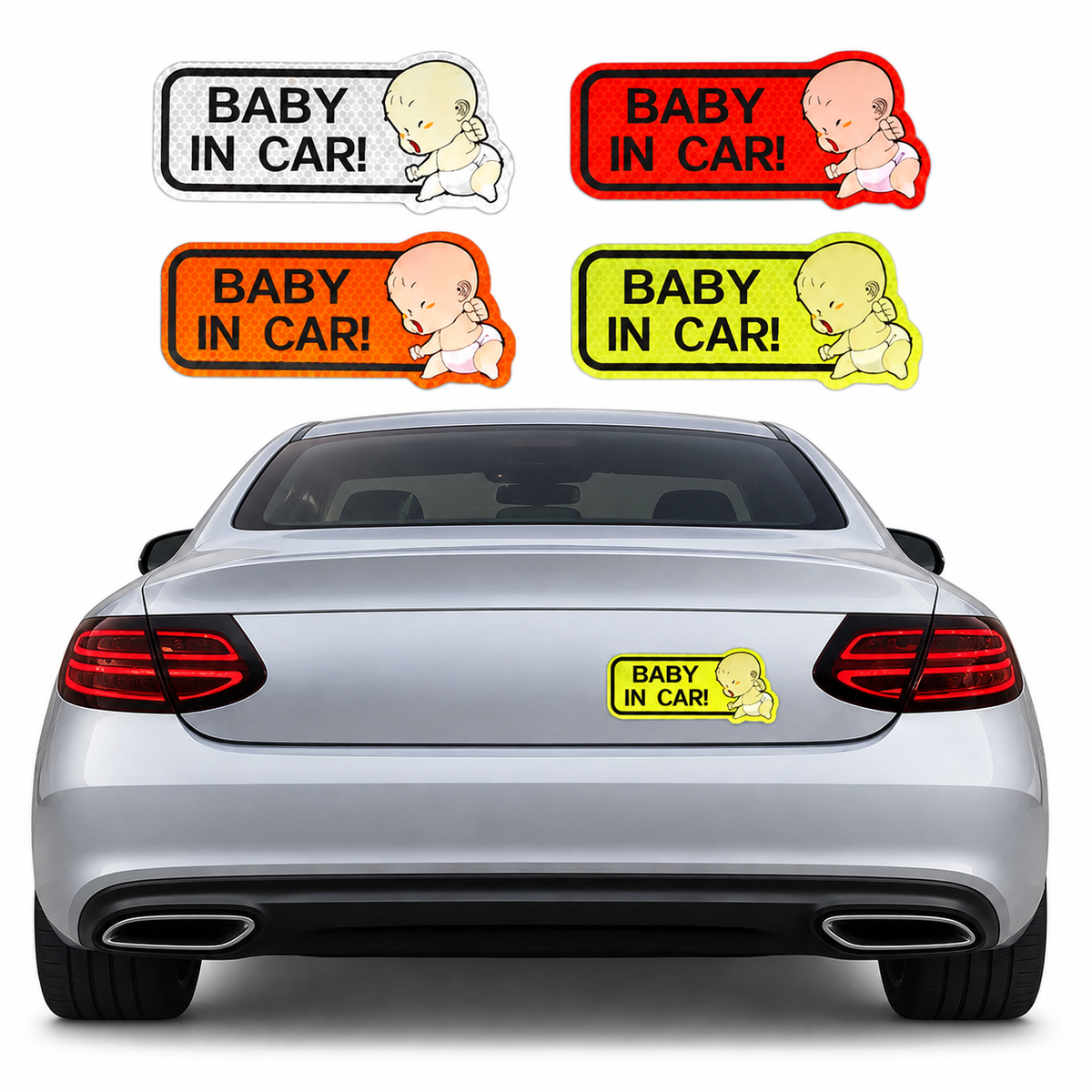 Baby in Car Reflective Decal – Color Options