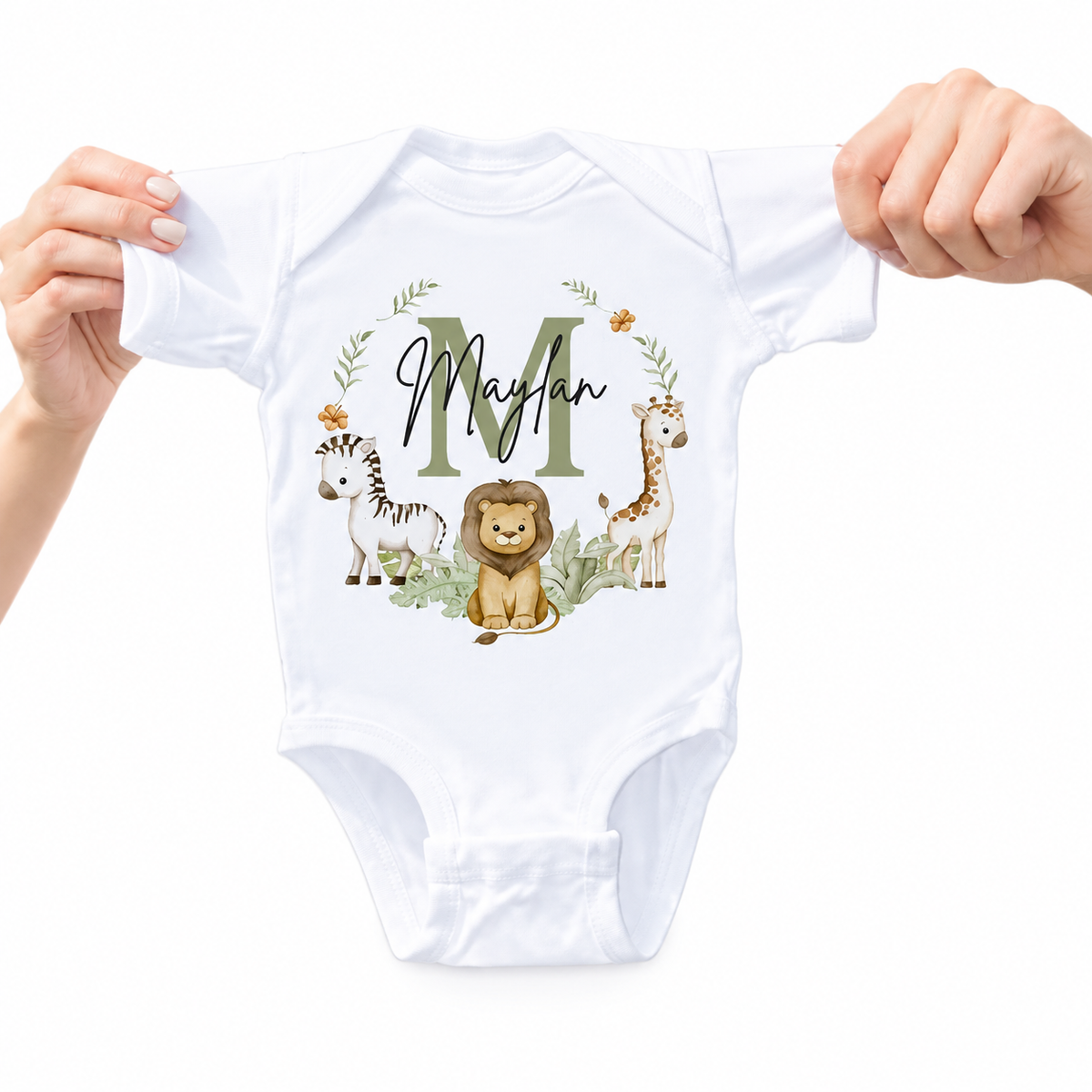 Personalized Safari-Initial Baby Bodysuit