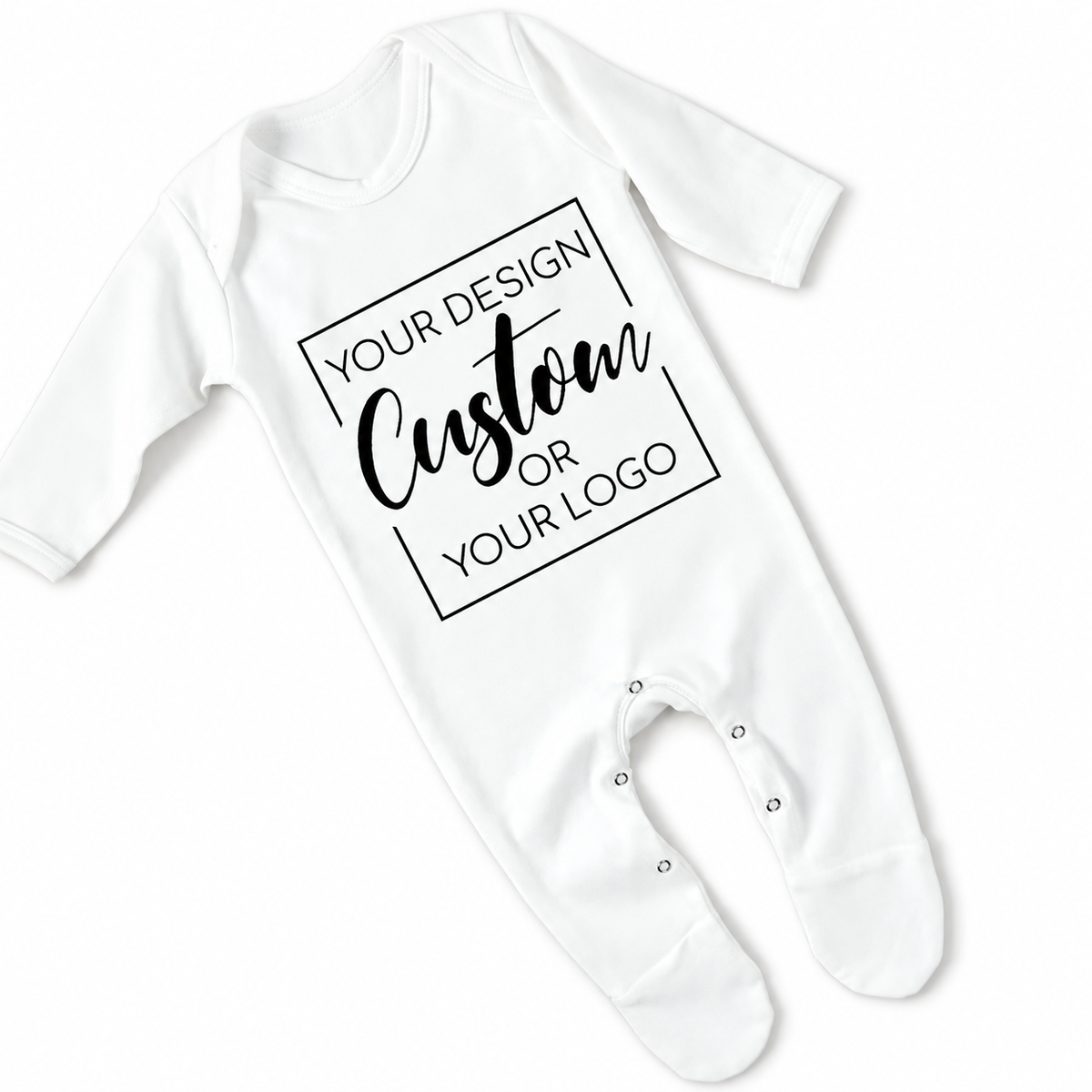 Custom-Print Long-Sleeve Baby Sleepsuit