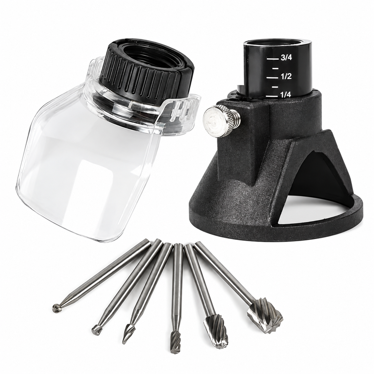 Rotary Tool Shield and Depth Locator Attachment Options