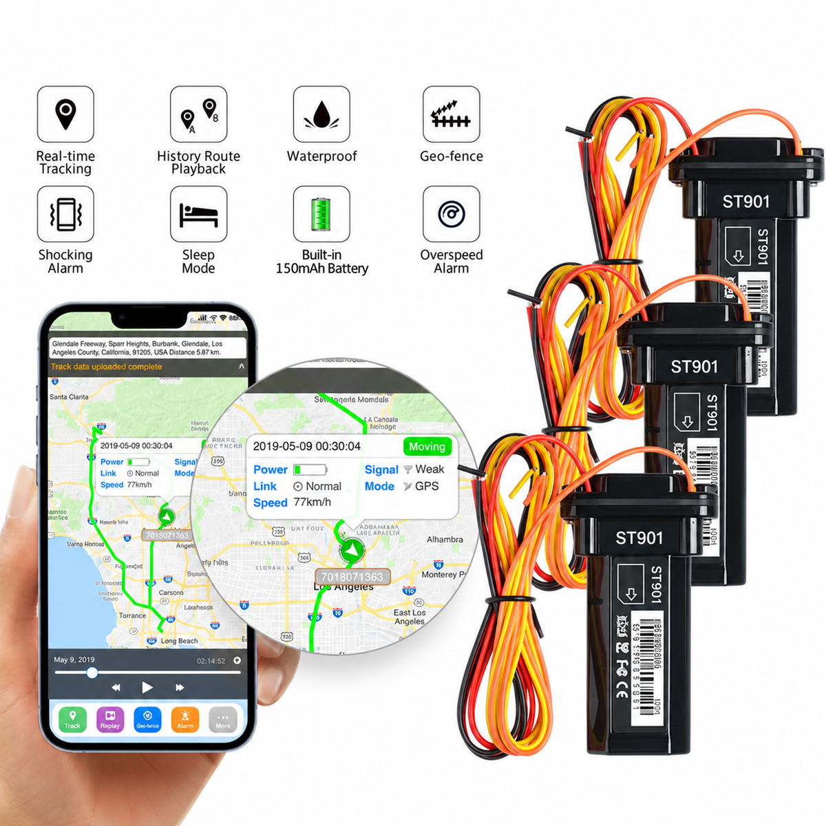 ST901L 4G Vehicle GPS Trackers - 3-Pack