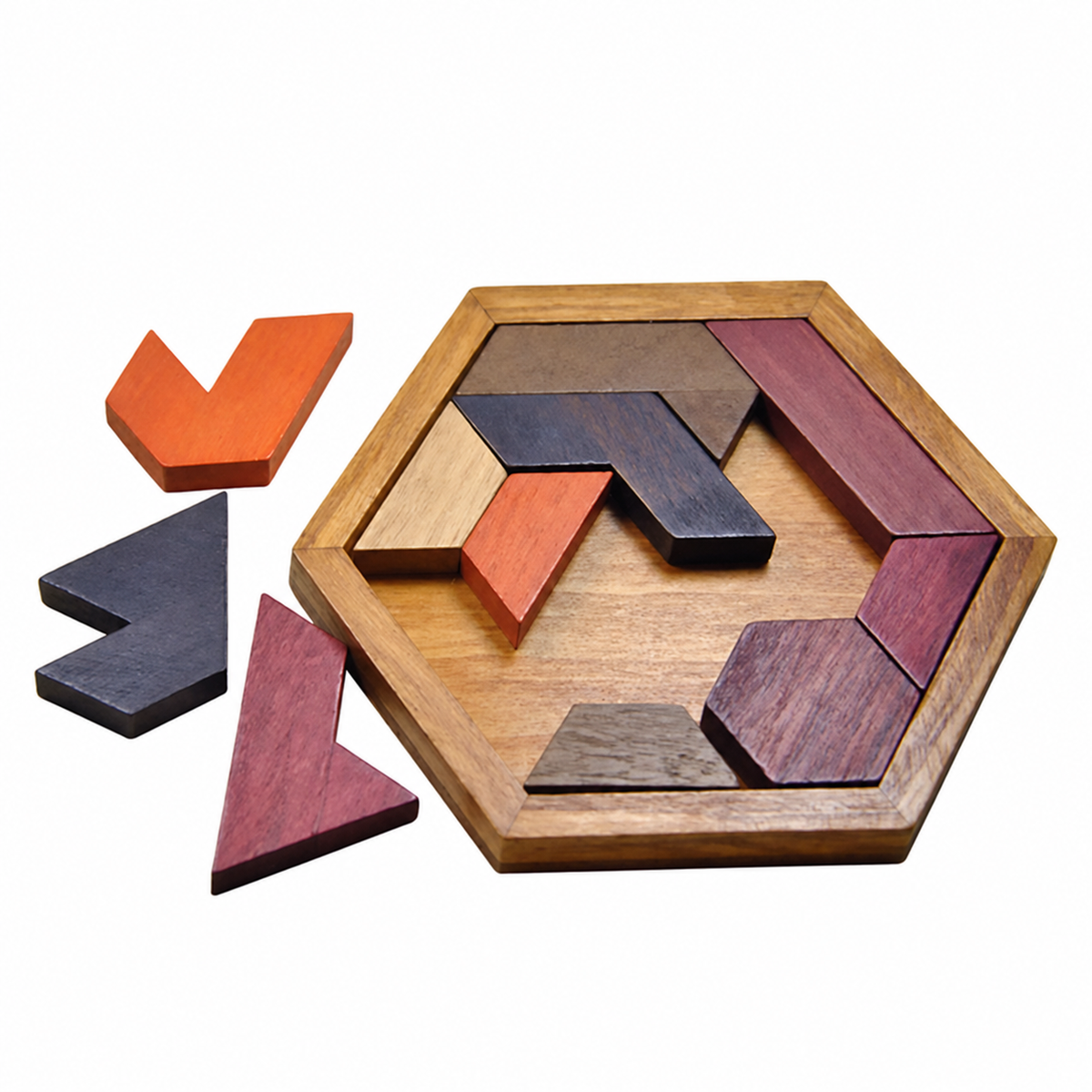 Wooden Geometric Mosaic Puzzle Board