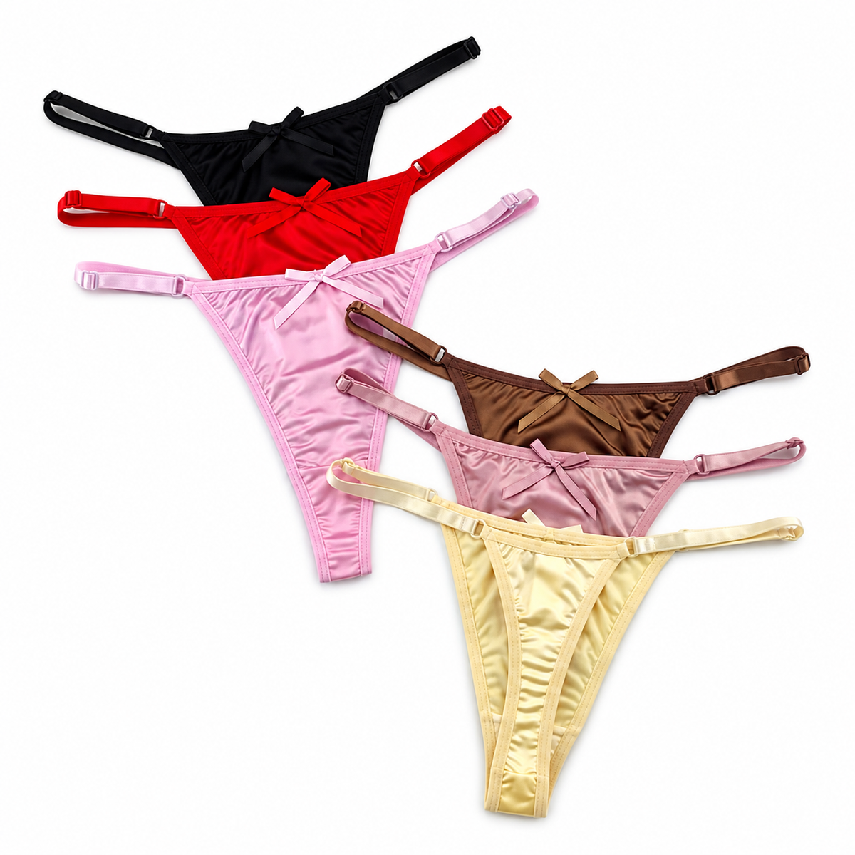 Adjustable Bow-Detail Thongs - 3-Pack