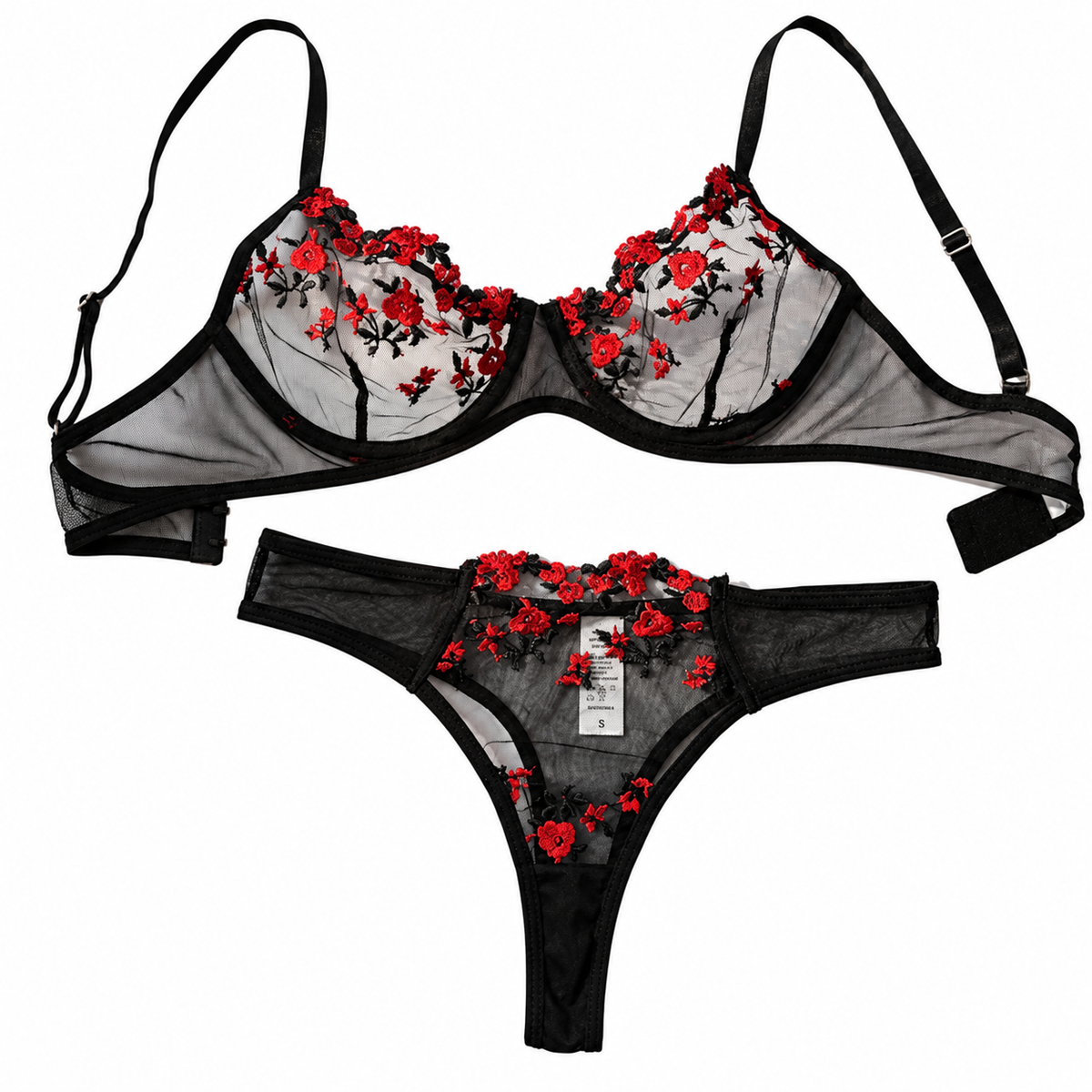 Embroidered Wire-Free Bra and Brief Set
