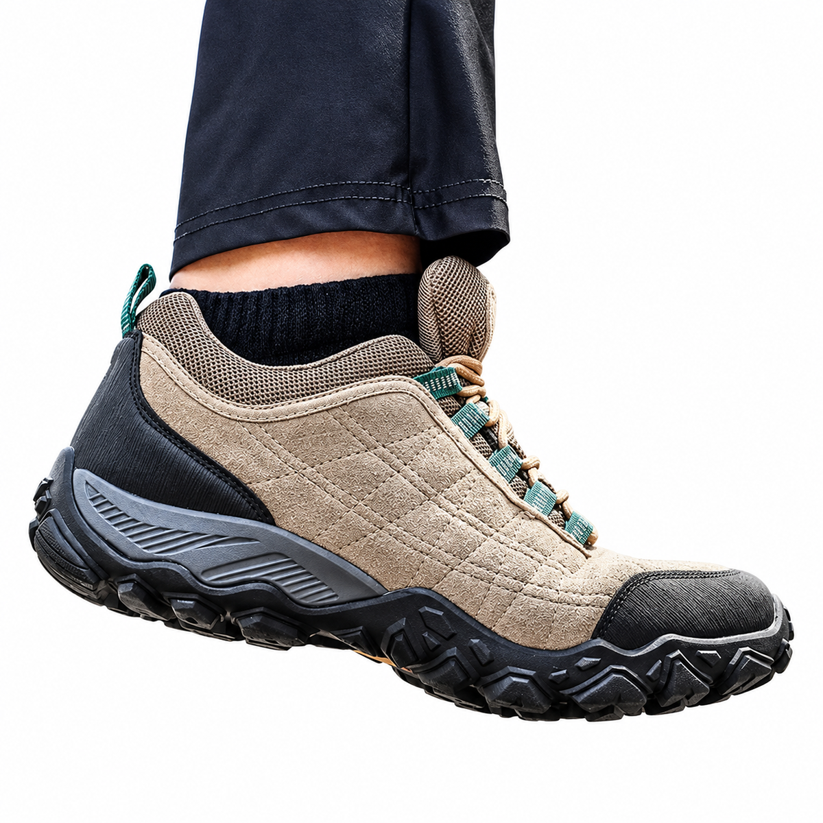 Men's Suede Hiking Shoes with Rubber Outsoles