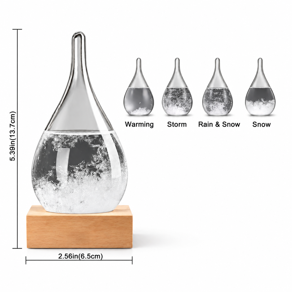 Droplet Storm Glass Desk Ornament - 12 x 6 cm