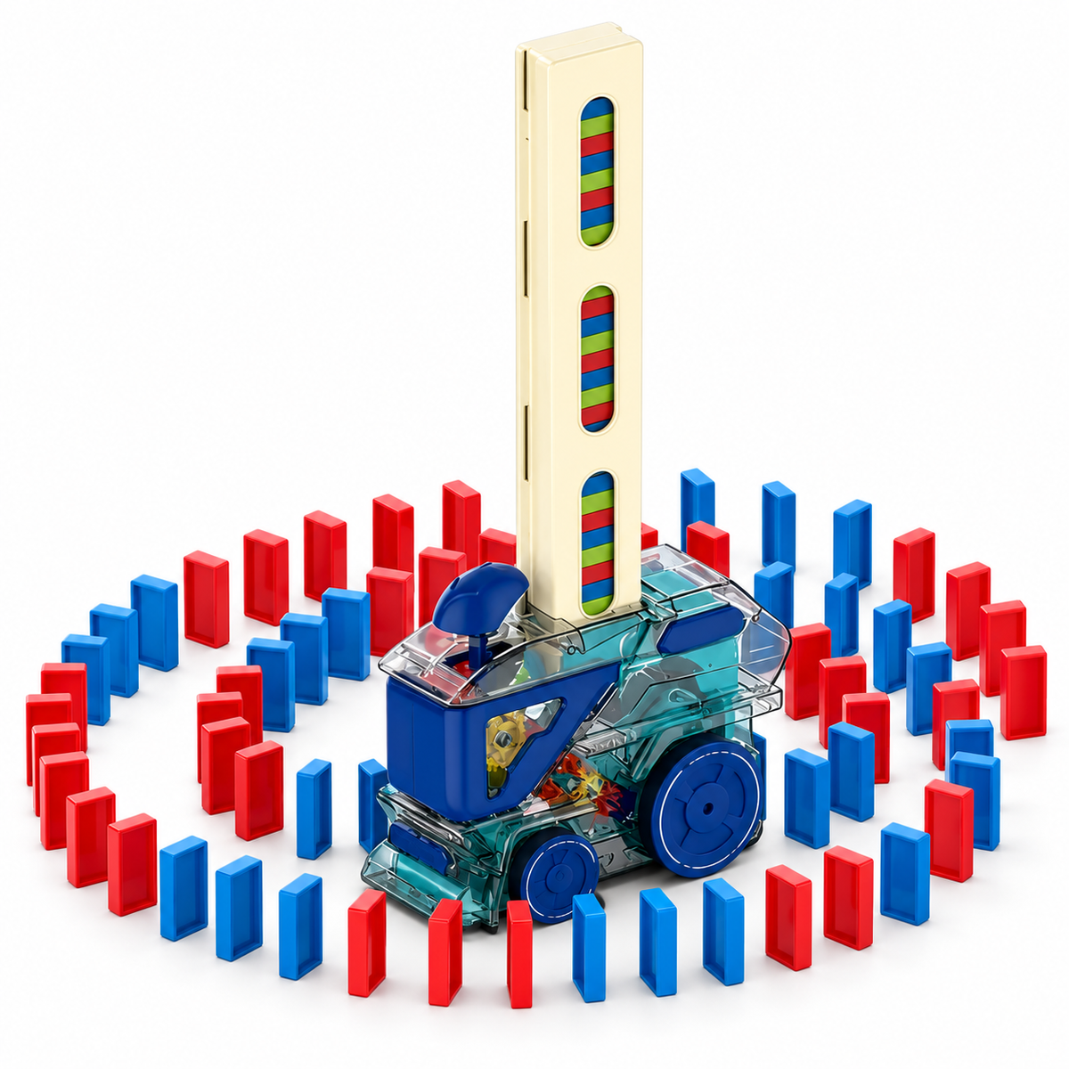 Automatic Domino-Laying Toy Train with 60 Dominoes