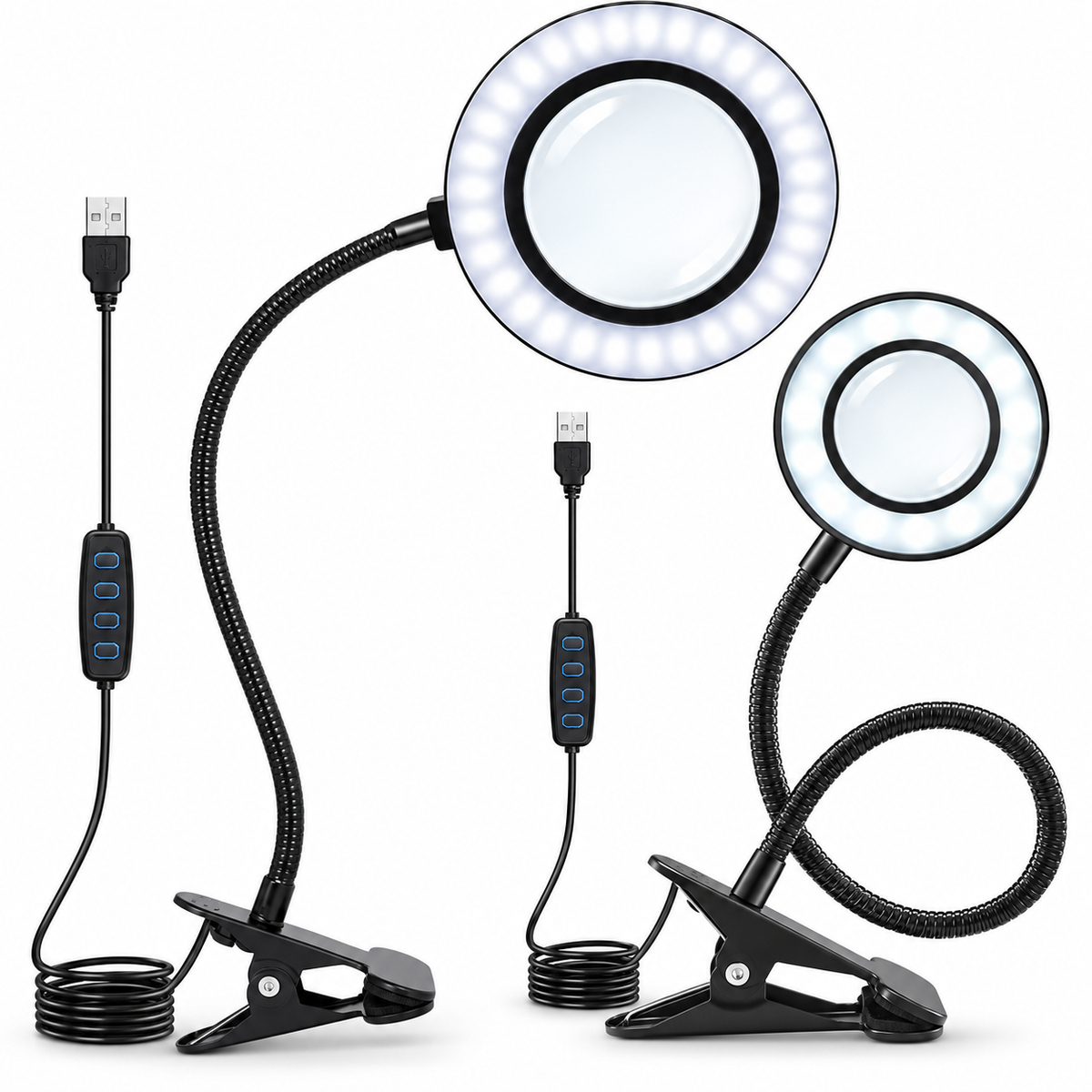 Clip-On LED Magnifier Lamp - 5X or 10X