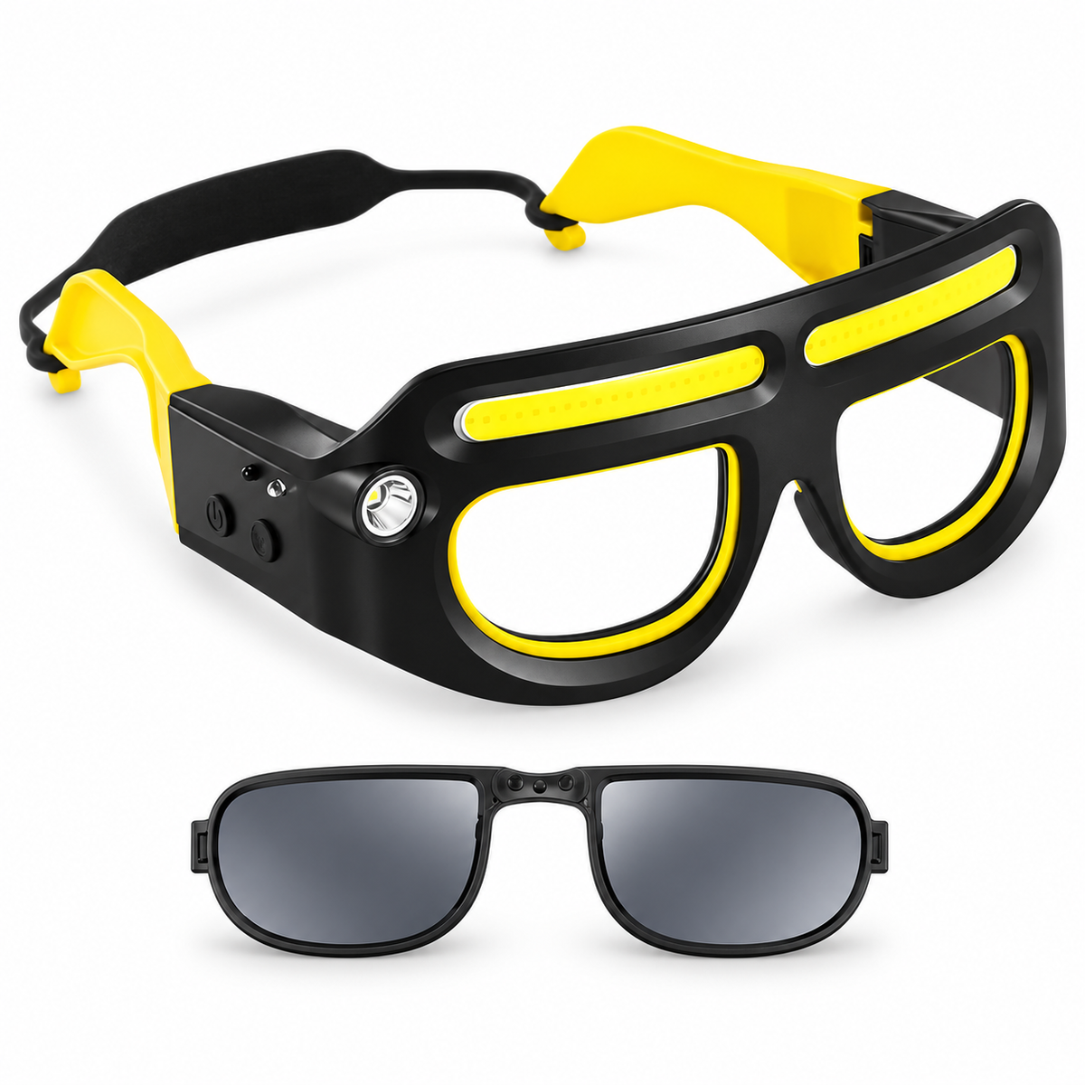 Headlamp With 2 Lens,Rechargeable LED Safety Glasses Headlights ,Detachable Sunglasses,Headlamp For Working,Riding,Night Fishing