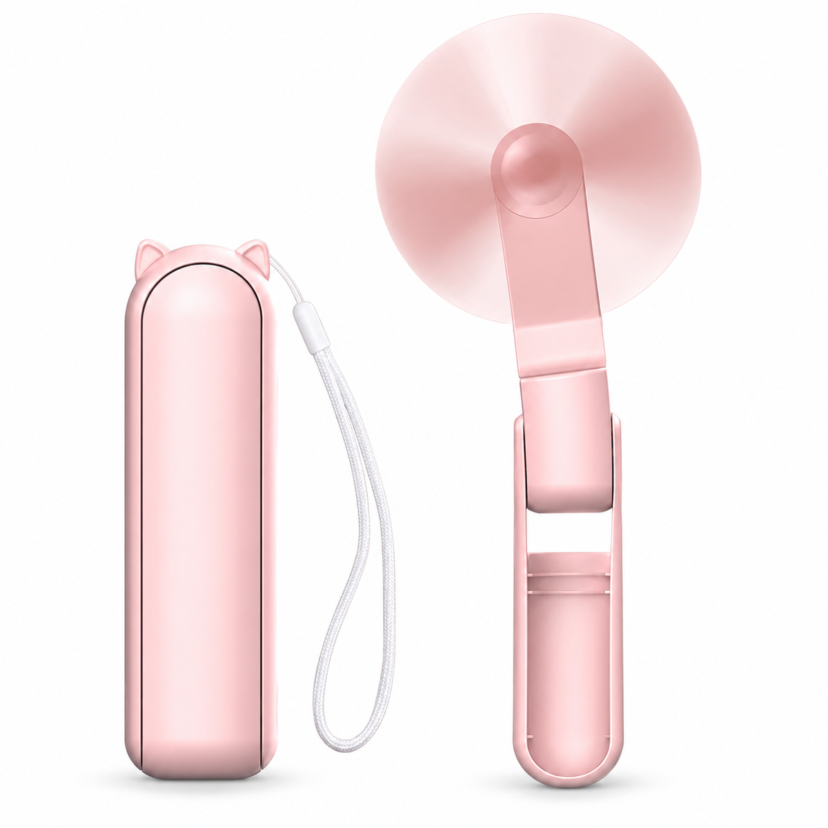 Portable Fan 2000mAh USB Rechargeable 3 Speed Mini Handheld Foldable Fan Hand Held Small Pocket Travel Fan with Handy Power Bank