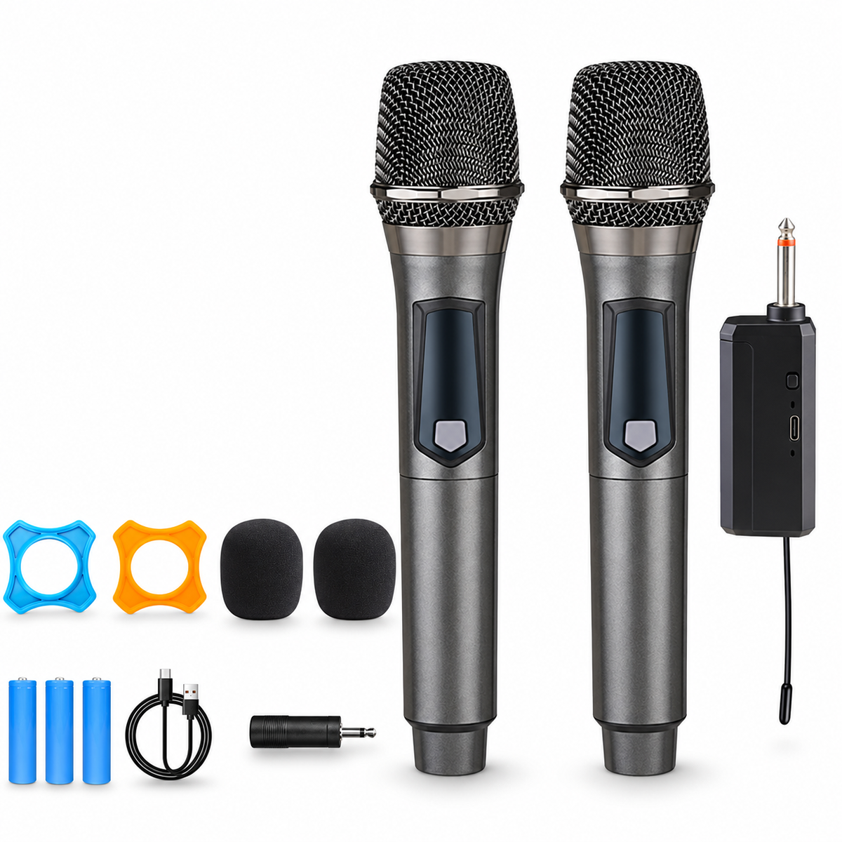 Wireless Microphone 2 Channels UHF Professional Handheld Mic Micphone For Party Karaoke Professional Church Show Meeting