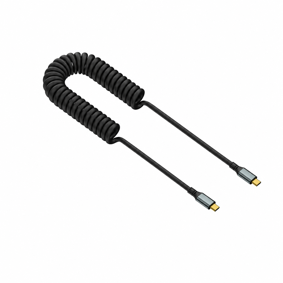 USB-C to USB-C Spring Coiled Cable, 20Gbps, 5A, 50-180cm
