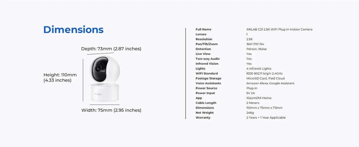 IMILAB C21 2.5K WiFi Indoor Baby Monitor with 360° Tracking-C21 EU Adapter / China Mainland