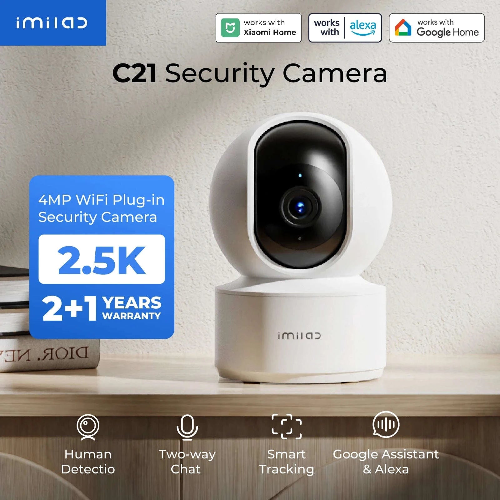 IMILAB C21 2.5K WiFi Indoor Baby Monitor with 360° Tracking-C21 EU Adapter / China Mainland
