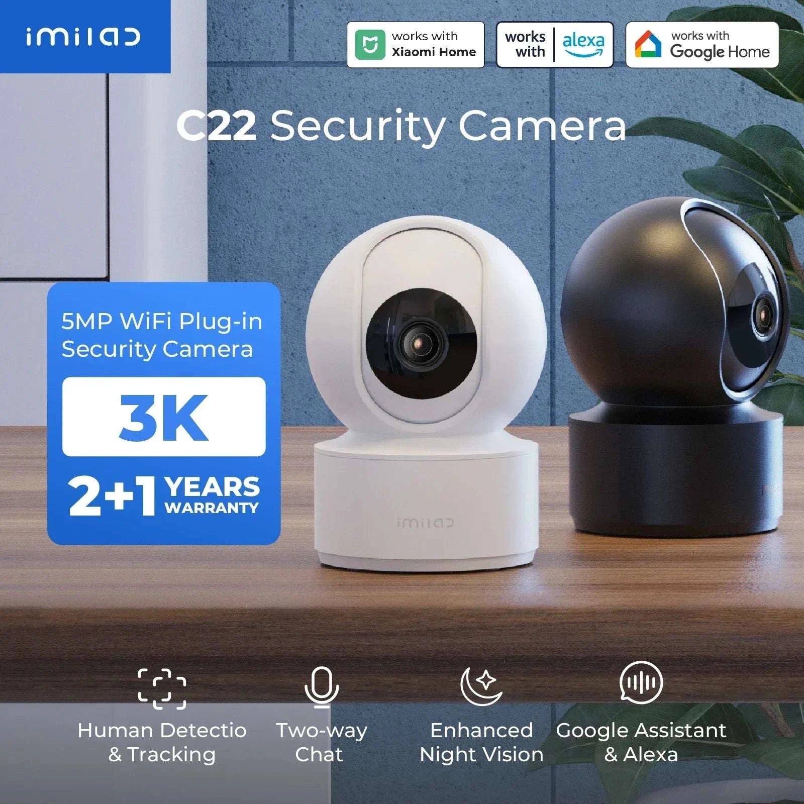 IMILAB C22 3K Indoor Security Camera 360° View Night Vision-C22 White US Plug / United States