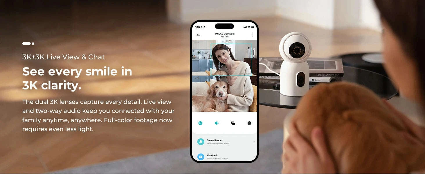 IMILAB C30 Dual 3K Baby Monitor with AI Tracking and Color Night Vision-C30 Daul Cam / UK Plug / China Mainland