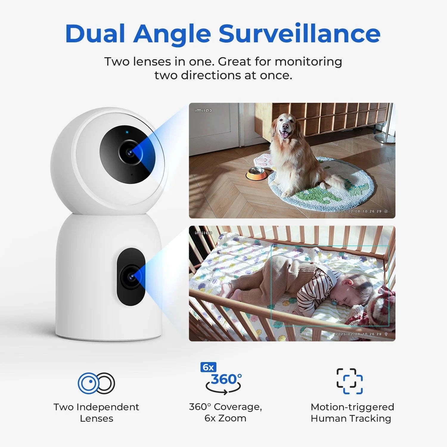 IMILAB C30 Dual 3K Baby Monitor with AI Tracking and Color Night Vision-C30 Daul Cam / UK Plug / China Mainland