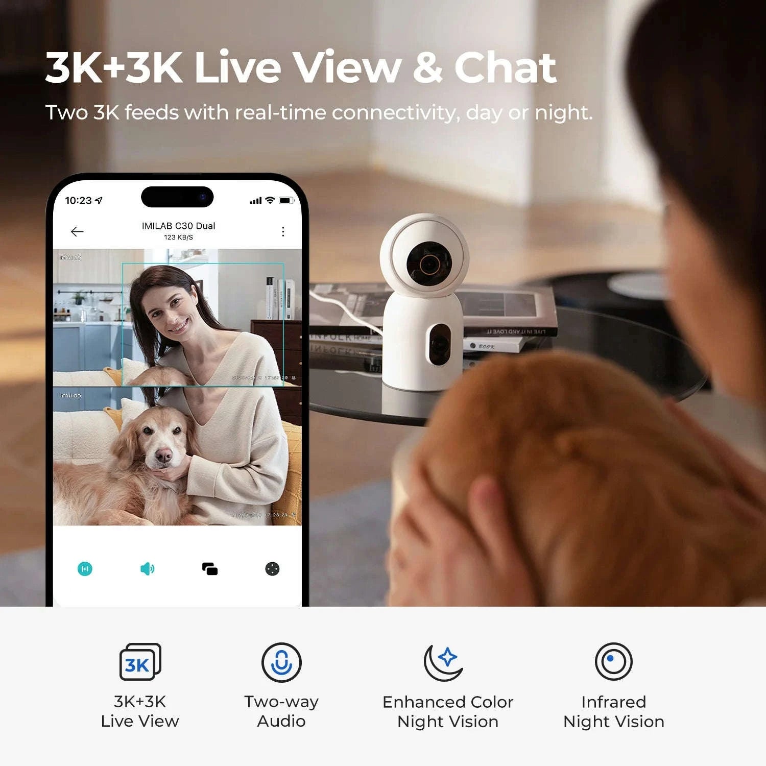 IMILAB C30 Dual 3K Indoor Security Camera with 360° Coverage-C30 Dual 3K 3K / US Plug / China Mainland