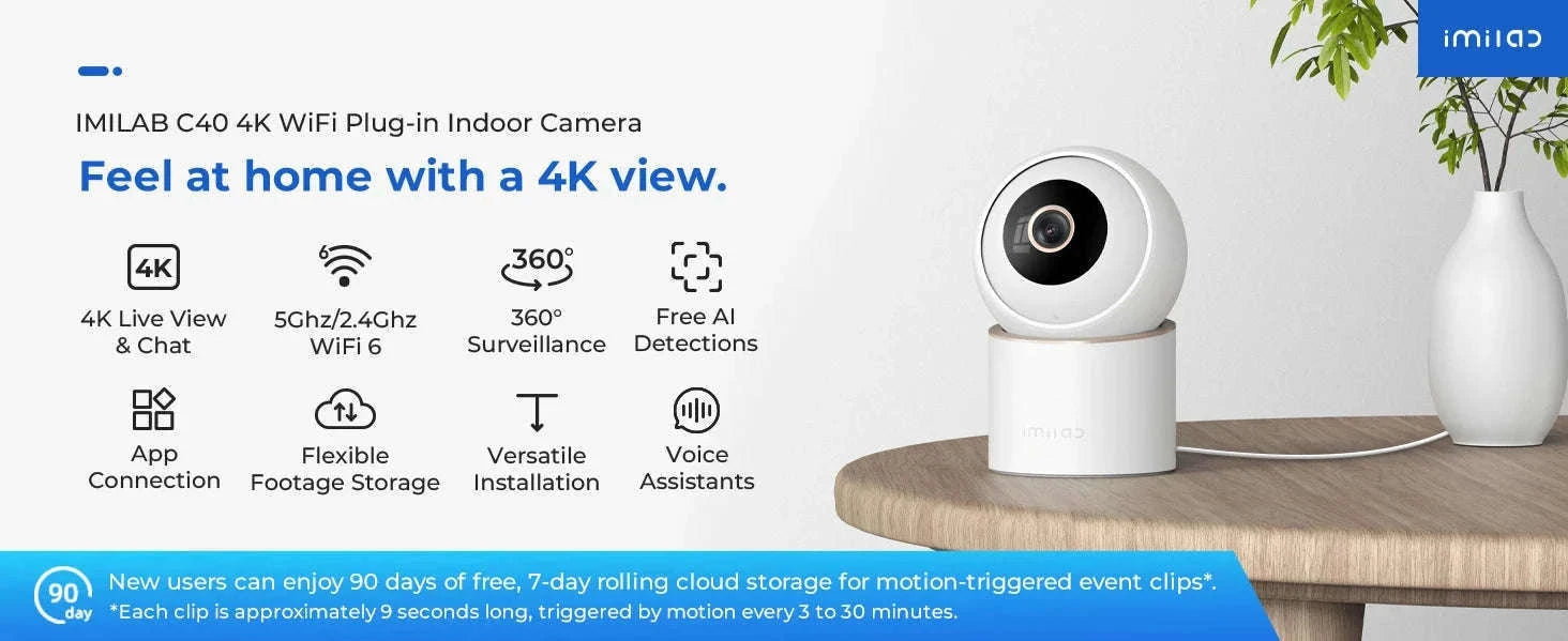 IMILAB C40 8MP Smart Indoor Camera with 360° Tracking-C40 4K / US Plug / China Mainland