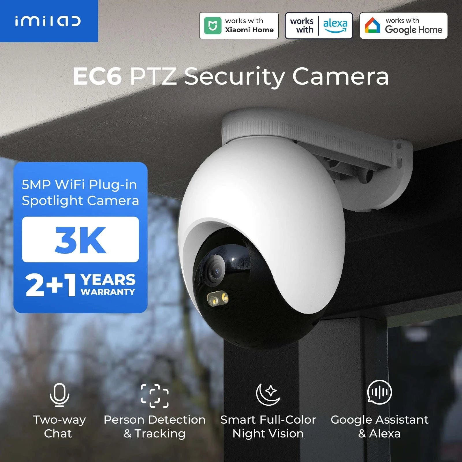 IMILAB EC6 3K Outdoor WiFi Security Camera with 360° Tracking-EC6 3K / US Plug / China Mainland