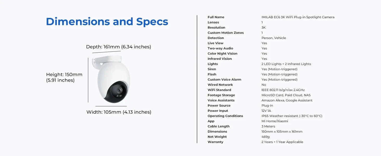 IMILAB EC6 3K Outdoor WiFi Security Camera with 360° Tracking-EC6 3K / US Plug / China Mainland