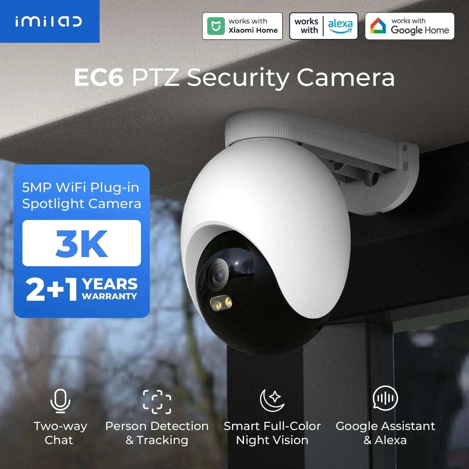 IMILAB EC6 3K Outdoor WiFi Security Camera with 360° Tracking-EC6 3K / US Plug / China Mainland