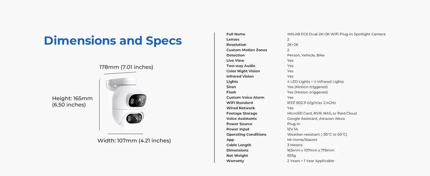 IMILAB EC6 Dual Outdoor 2K PTZ Security Camera-EC6 Dual 3K 3K / US Plug / China Mainland