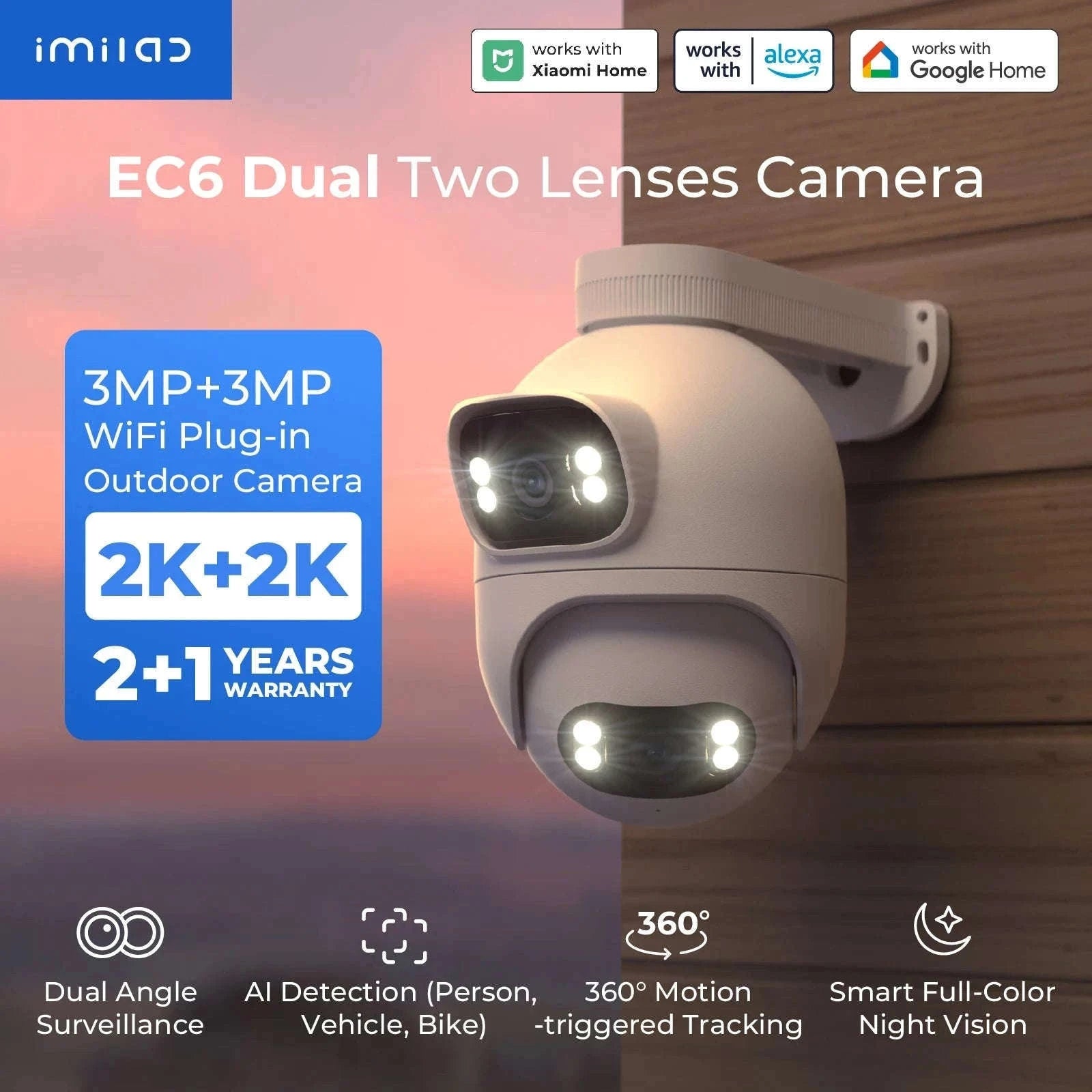 IMILAB EC6 Dual Outdoor 2K PTZ Security Camera-EC6 Dual 3K 3K / US Plug / China Mainland