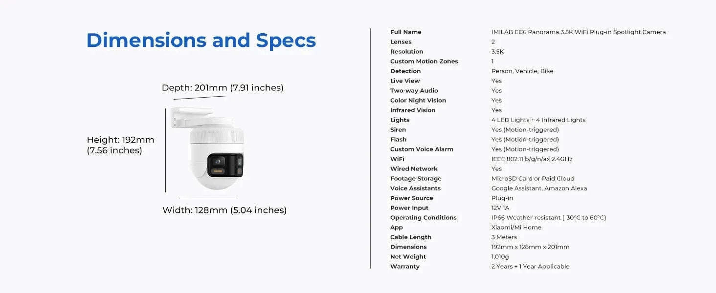 IMILAB EC6 Panorama 6MP 180° WiFi Outdoor Security Camera-EC6 Panorama 3.5K / Cam Add 32G / US Plug|China Mainland