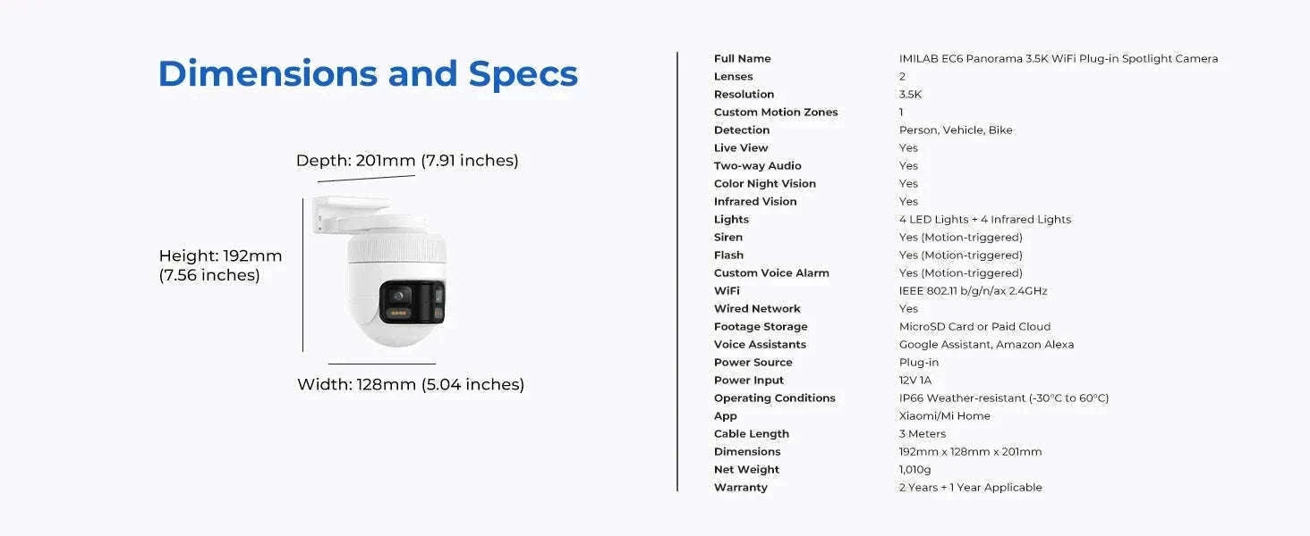 IMILAB EC6 Panorama 6MP 180° WiFi Outdoor Security Camera-EC6 Panorama 3.5K / Cam Add 32G / US Plug|China Mainland